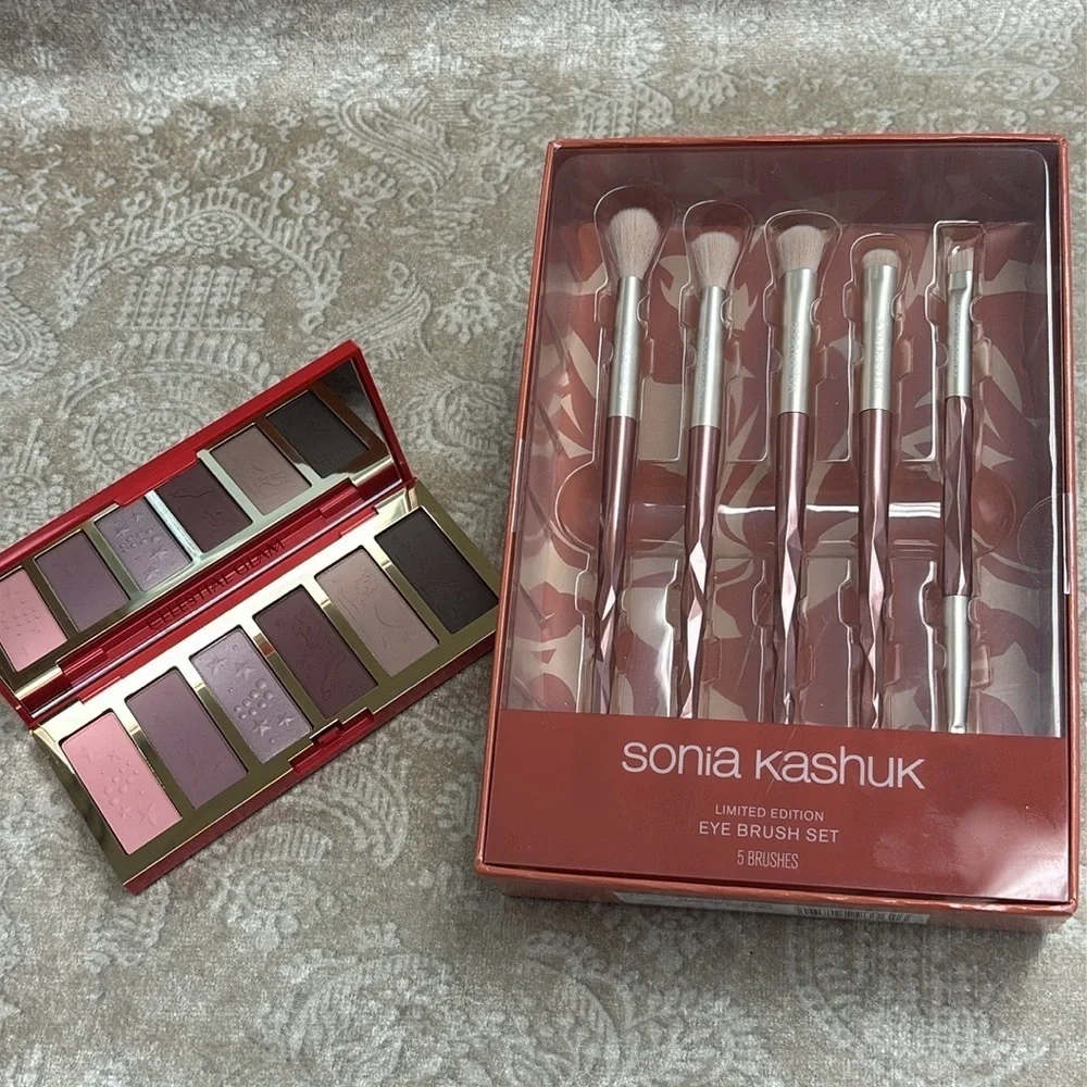 Brand New Estee Lauder Celestial Glam Eyeshadow Palette & Sonia Kashuk Brush Set